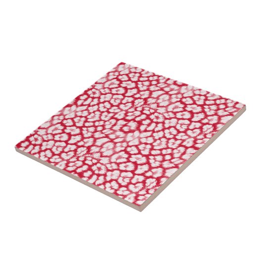 Carreau Empreinte de léopard rouge et blanc (Côté)