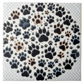 Carreau Empreinte de patte avec canine de couleur différen (Devant)