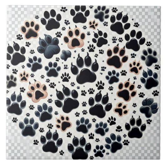 Carreau Empreinte de patte avec canine de couleur différen (Devant)