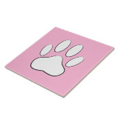 Carreau Empreinte de patte blanche sur carrelage rose (Côté)
