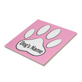 Carreau Empreinte de patte Chien Blanc Sur Rose Ajouter No (Côté)