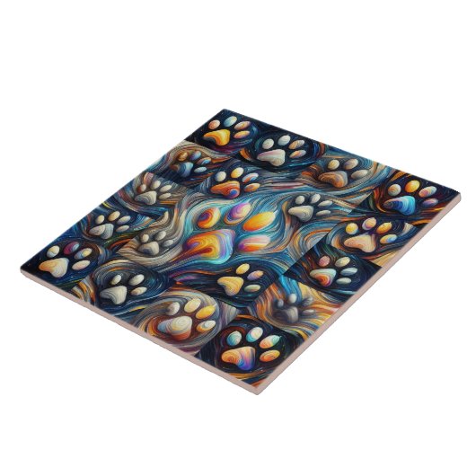 Carreau Empreinte de patte chien canin à couper le souffle (Côté)