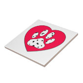 Carreau Empreinte de patte dalmate dans le coeur rouge (Côté)