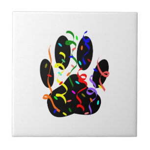 Carreau Empreinte de patte De Chien Avec Confetti Et Strea