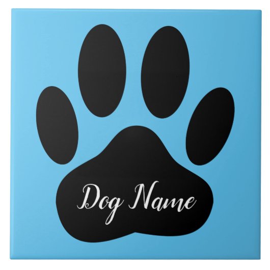 Carreau Empreinte de patte de chien avec nom modifiable (Devant)