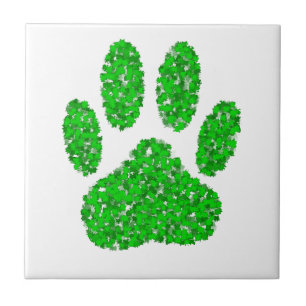 Carreau Empreinte de patte de chien de feuillage vert