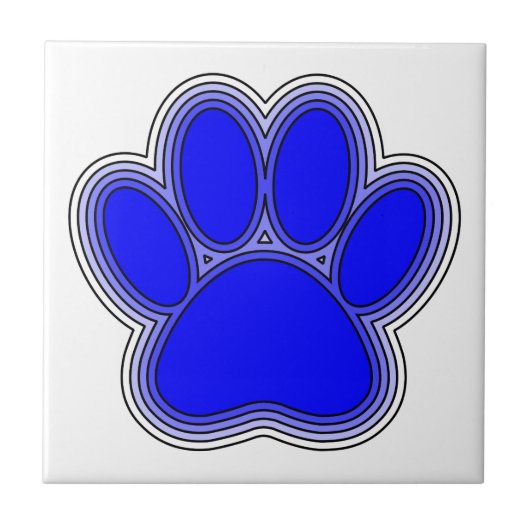 Carreau Empreinte de patte de chien en bleu avec contours (Devant)
