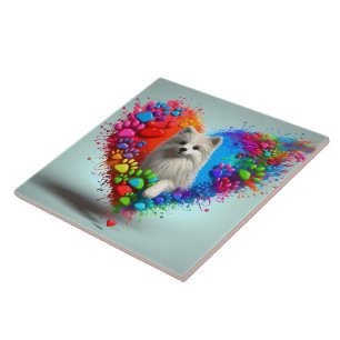 Carreau Empreinte de patte de chien joueuse