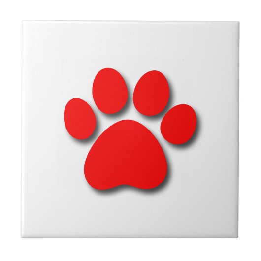 Carreau Empreinte de patte espiègle de chien pour le ROUGE (Devant)