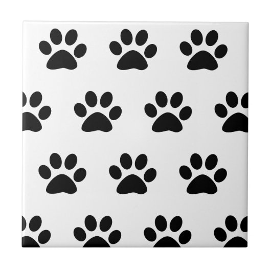 Carreau Empreinte de patte Motif noir blanc mignon élégant (Devant)