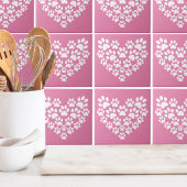 Carreau Empreinte de patte rose de coeur mignon