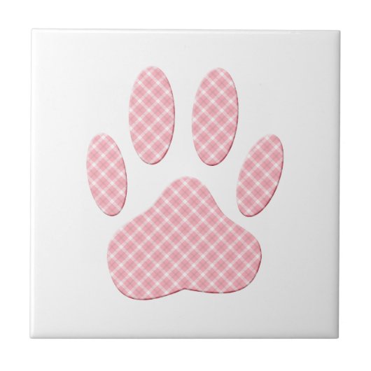 Carreau Empreinte de patte Tartan Rose Et Blanc (Devant)