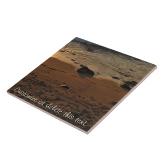 Carreau Empreintes de pas sur la plage ; Personnalisable