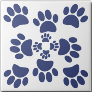 Carreau Empreintes de pattes de chien de style portugais b
