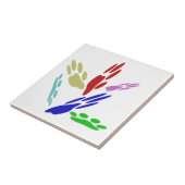 Carreau Empreintes de pattes de chiens avec Pois (Côté)