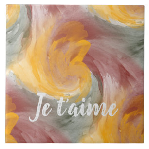 Carreau En amour Français Automne Aquarelle Paint Swirls