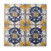 Carreau en céramique à motif bleu et or (Devant)