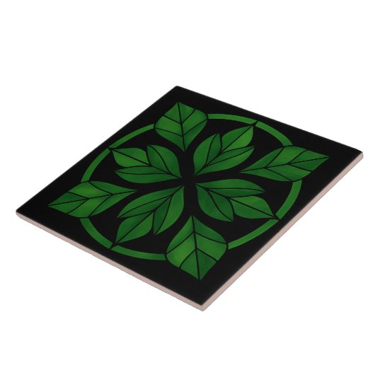 Carreau en céramique à motif de feuilles élégantes (Côté)