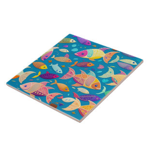 Carreau en céramique à motif de poisson