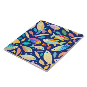 Carreau en céramique à motif de poisson