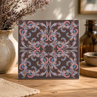 Carreau en céramique à motif de rinceaux paisley v