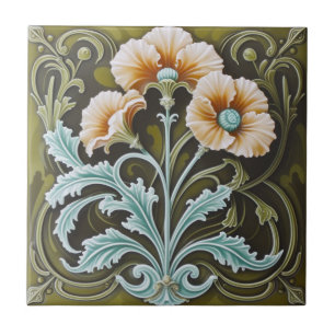 Carreau en céramique antique reproduction Art Nouv