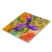 Carreau en céramique Bouquet d'Iris à l'aquarelle (Côté)