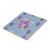Carreau en céramique d'art floral de pensée violet (Côté)
