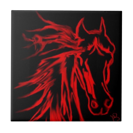 Carreau en céramique de cheval rouge (Devant)