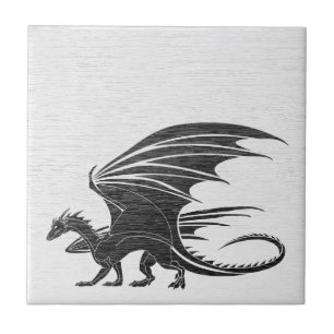 Carreau en céramique de dragon mythique vintage