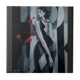 Carreau en céramique de femme Art Déco à impulsion