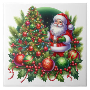 Carreau en céramique de Noël Père Noël