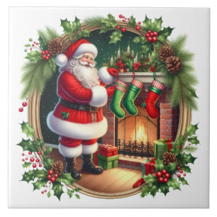 Carreau en céramique de Noël Père Noël