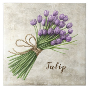 Carreau en céramique faux tulipe floral rustique