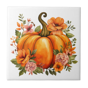Carreau en céramique floral de citrouille d'automn