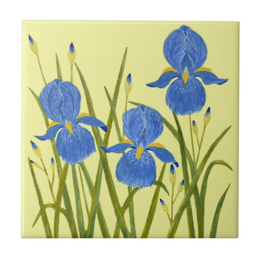 Carreau en céramique Iris bleus (Devant)