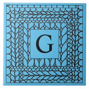 Carreau en céramique KNIT PURL BLUE + Initiale