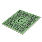 Carreau en céramique KNIT PURL SAGE + Initiale (Côté)