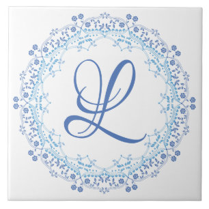 Carreau en céramique Mandala bleu