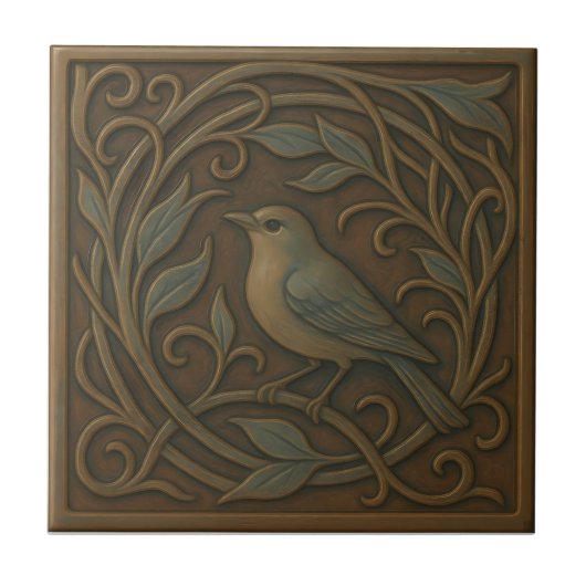 Carreau en céramique Oiseau-Mouche Bronze (Devant)