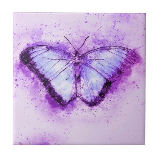 Carreau en céramique Papillon Violet (Devant)