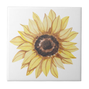 Carreau en céramique tournesol aquarelle jaune