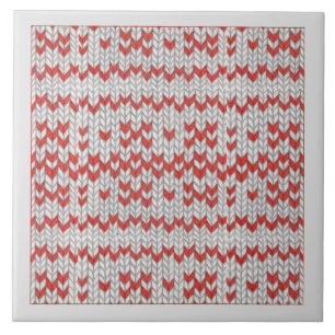 Carreau en céramique TRICOT NORDIQUE ROUGE / Gris