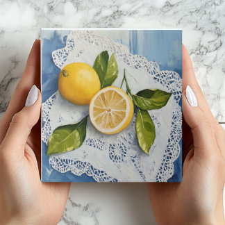 Carreau en céramique vintage dentelle citron charm
