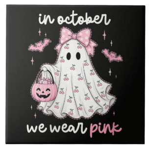 Carreau en octobre nous portons Halloween fantôme rose
