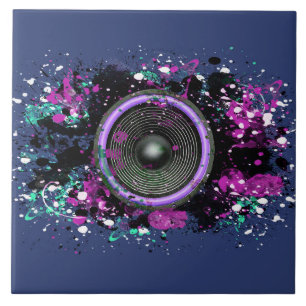 Carreau Enceinte musicale et peinture éclaboussée