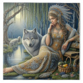 Carreau Enchantement Lune dans la Forêt Mystique (Devant)