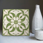 Carreau Enchanter Symétrique Olive Green Peridot Floral