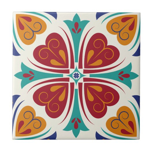 Carreau Enchanteur symétrique coloré Péridot floral (Devant)