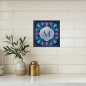 Carreau Enchanting  Monogram Teal Purple Swirls Decorative